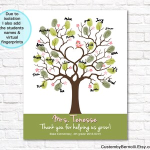 Teacher Appreciation Gift, Personalized Teacher Gift, End of Year Gift for Teacher, Teacher Thank You Class Gift, PRINTABLE Fingerprint Tree