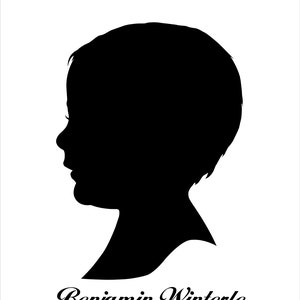 Custom Silhouette Portrait From Photo, Child Silhouette Print, Personalized Gift for Mom, Printable Family Silhouette Picture, Kid Profile image 5