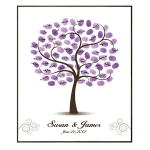 Custom Wedding Guest Book Alternative Personalized Bridal Shower Gift, Party Sign, Fingerprint Guestbook Thumbprint Signature Tree PRINTABLE
