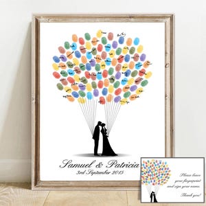 Custom Wedding Guest Book Alternative Personalized Wedding Guestbook Bride and Groom Gift Digital Fingerprint Thumb Print Wall Art Printable