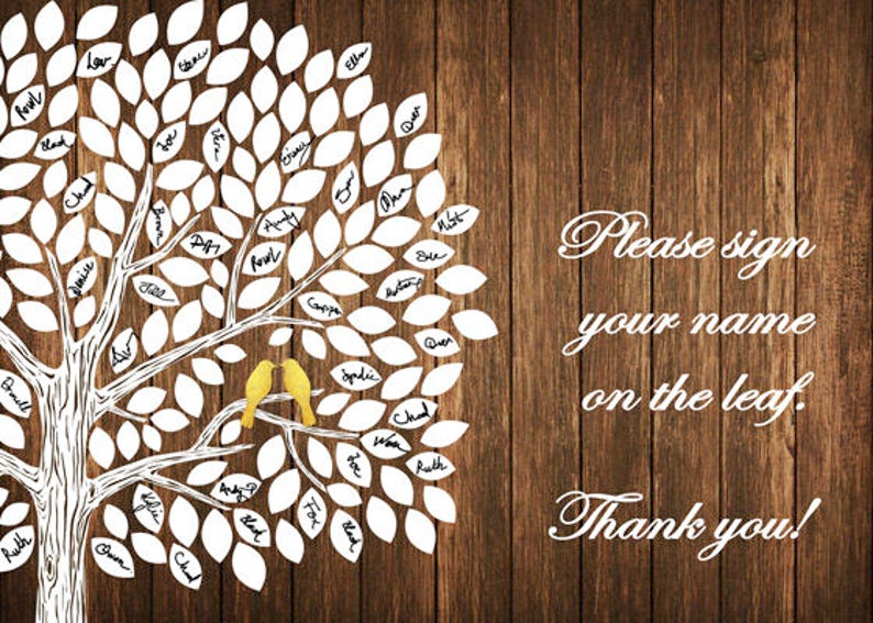 50th Anniversary Gift PRINTABLE JPEG Gold Anniversary Guest Book 50 Years Wedding Anniversary 50th Wedding Golden Anniversary 200 Leaves