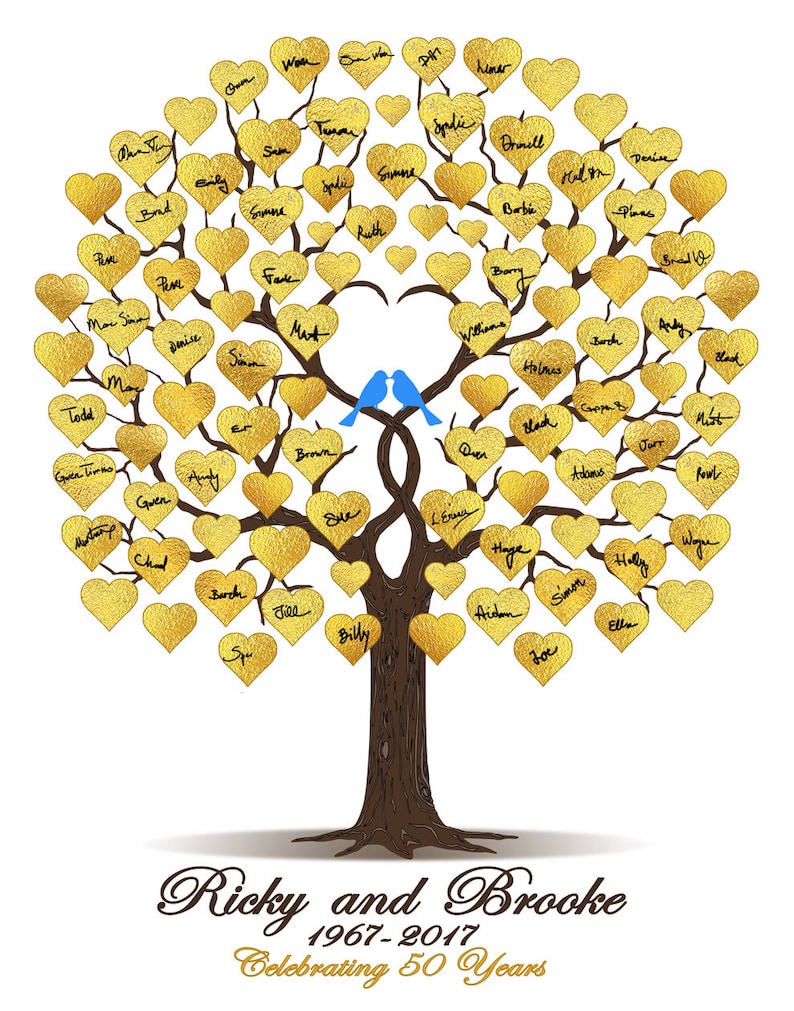 50th Anniversary Gift 50th Wedding Guestbook Personalized Gold Anniversary Gold Wedding Guest Book Anniversary Tree DIGITAL PRINTABLE FILE