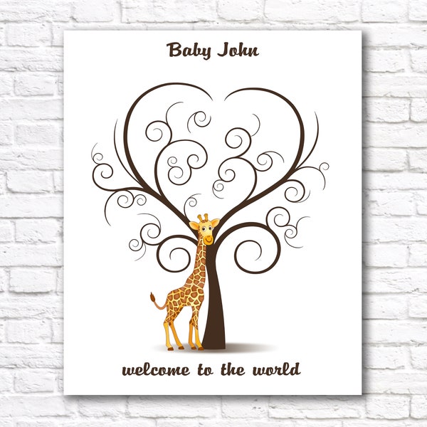 Thumbprint Guestbook Giraffe Etsy Thumbprint Guestbook Giraffe Etsy