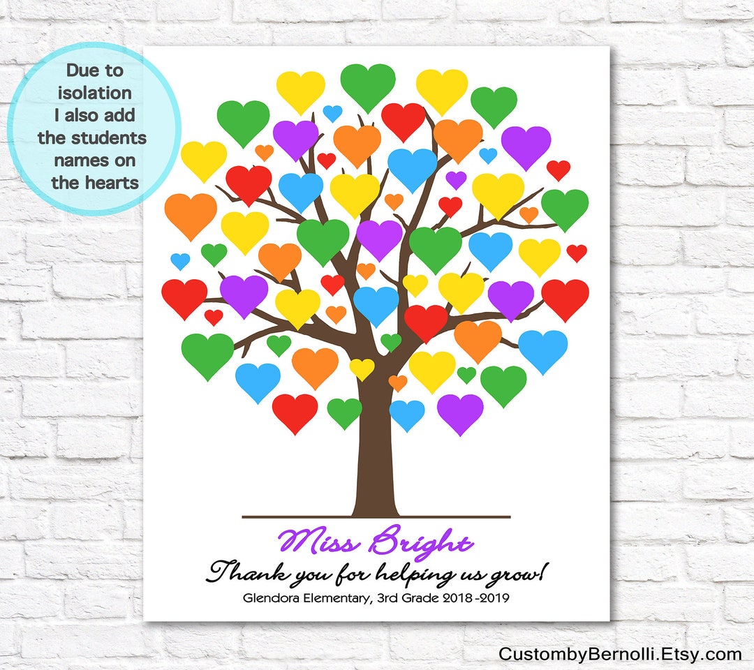 Custom Teacher Appreciation Print, Personalized Thank You End of Year ...
