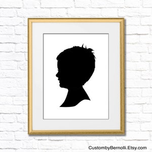 Custom Silhouette Portrait From Photo, Child Silhouette Print, Personalized Gift for Mom, Printable Family Silhouette Picture, Kid Profile image 1