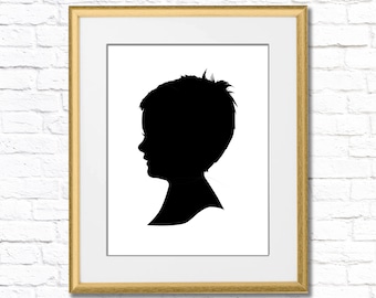 Custom Silhouette Portrait From Photo, Child Silhouette Digital Print, Personalized Birthday Gift for Mom, Dad, Printable Family Kid Profile