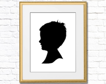 Custom Silhouette Portrait From Photo, Child Silhouette Print, Personalized Gift for Mom, Printable Family Silhouette Picture, Kid Profile