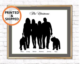 Custom Silhouette Print from Your Photo, Personalized Silhouette Portrait Ideas, Family Silhouette Wall Art, Gift for Mom Mother Dad Father