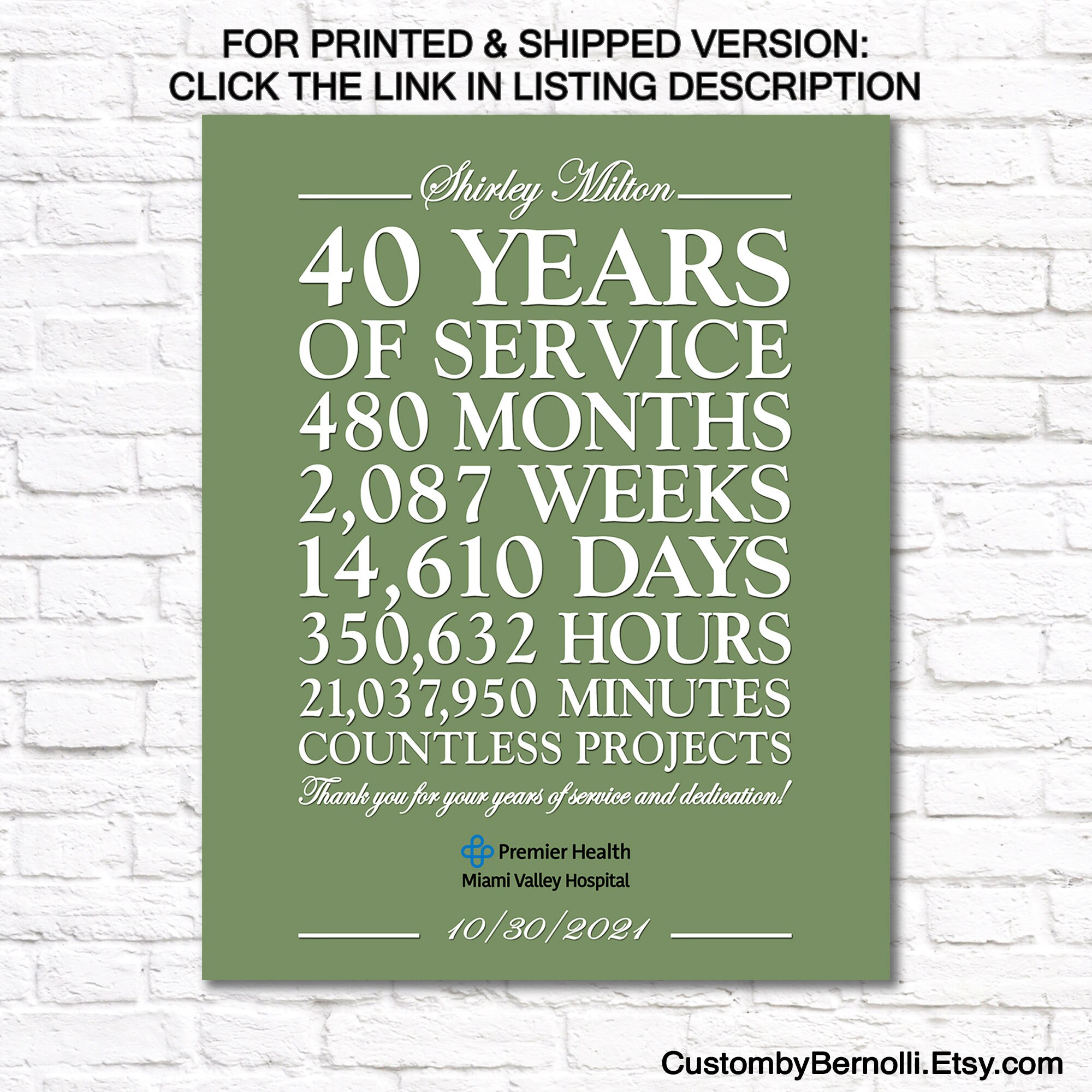 Personalized Work Anniversary Gift 5 10 15 20 25 30 35 40 45 - Etsy
