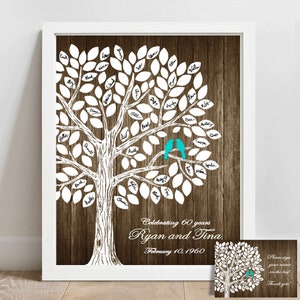 Personalisiertes Geschenk zum 60-jährigen Jubiläum, personalisiertes Gästebuchschild zum Ausdrucken 60-jährige Hochzeit oder rustikaler Baum zum 60-jährigen Jubiläum