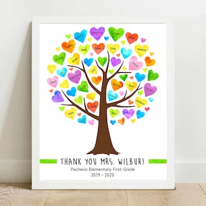 Personalized Teacher Gift Ideas, Teacher Appreciation Gift Custom Teacher Gift for Teacher Thank You Gift PRINTABLE Watercolor Hearts Tree