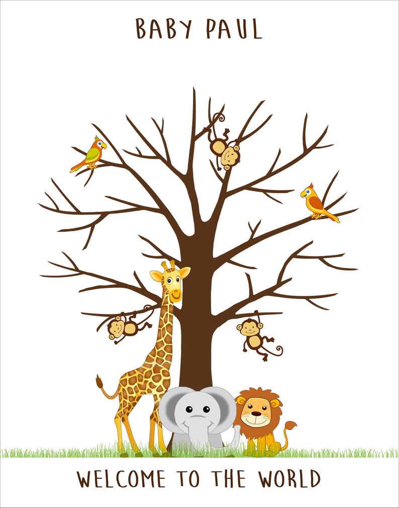 Woodland Safari Baby Shower Guest Book Alternative PRINTABLE Etsy