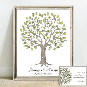 Custom Wedding Guest Book Alternative Rustic Guestbook Ideas Printable Fingerprint Thumbprint Tree Personalized Bridal Shower Party Sign