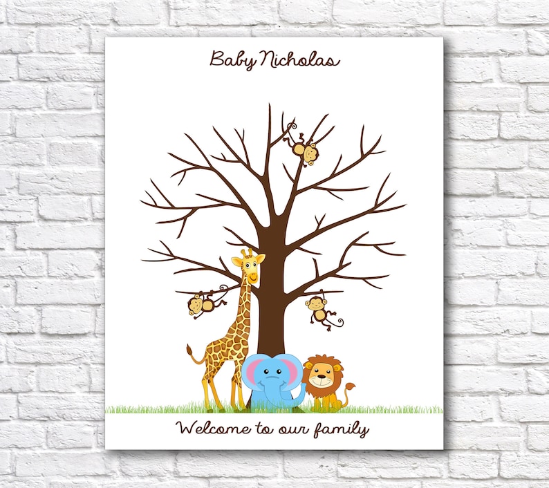 Fingerprint Jungle Baby Shower Guest Book Alternative Etsy