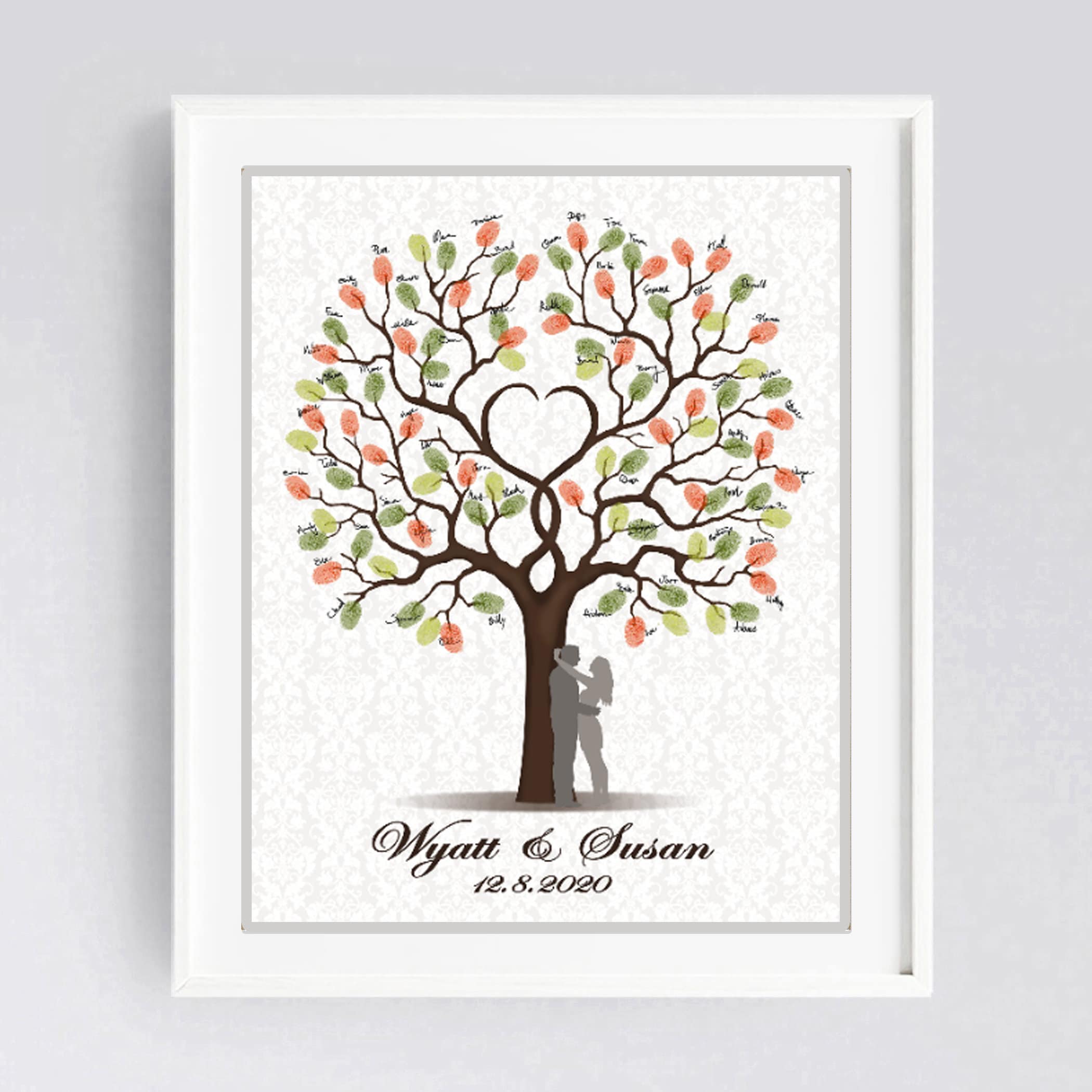 JUXINE Arbre à Empreintes Digitales Sur Toile - Livre D'Or De Mariage Personnalisé 30x40 Cm (Rouge)