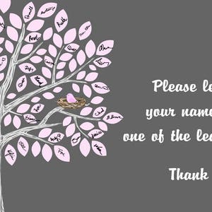 Girl Baby Shower Guest Book Alternative Personalized Babyshower Guestbook Idea Custom PRINTABLE Tree with Bird Party Decor Nursery Art Print image 7