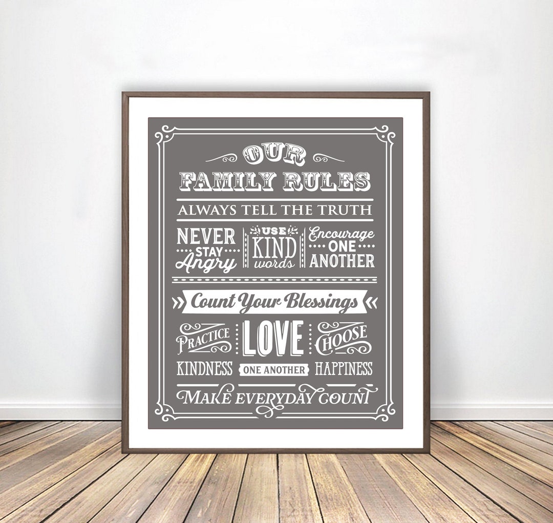 INSTANT DOWNLOAD Our Family Rules Wall Art PRINTABLE Poster, Our House