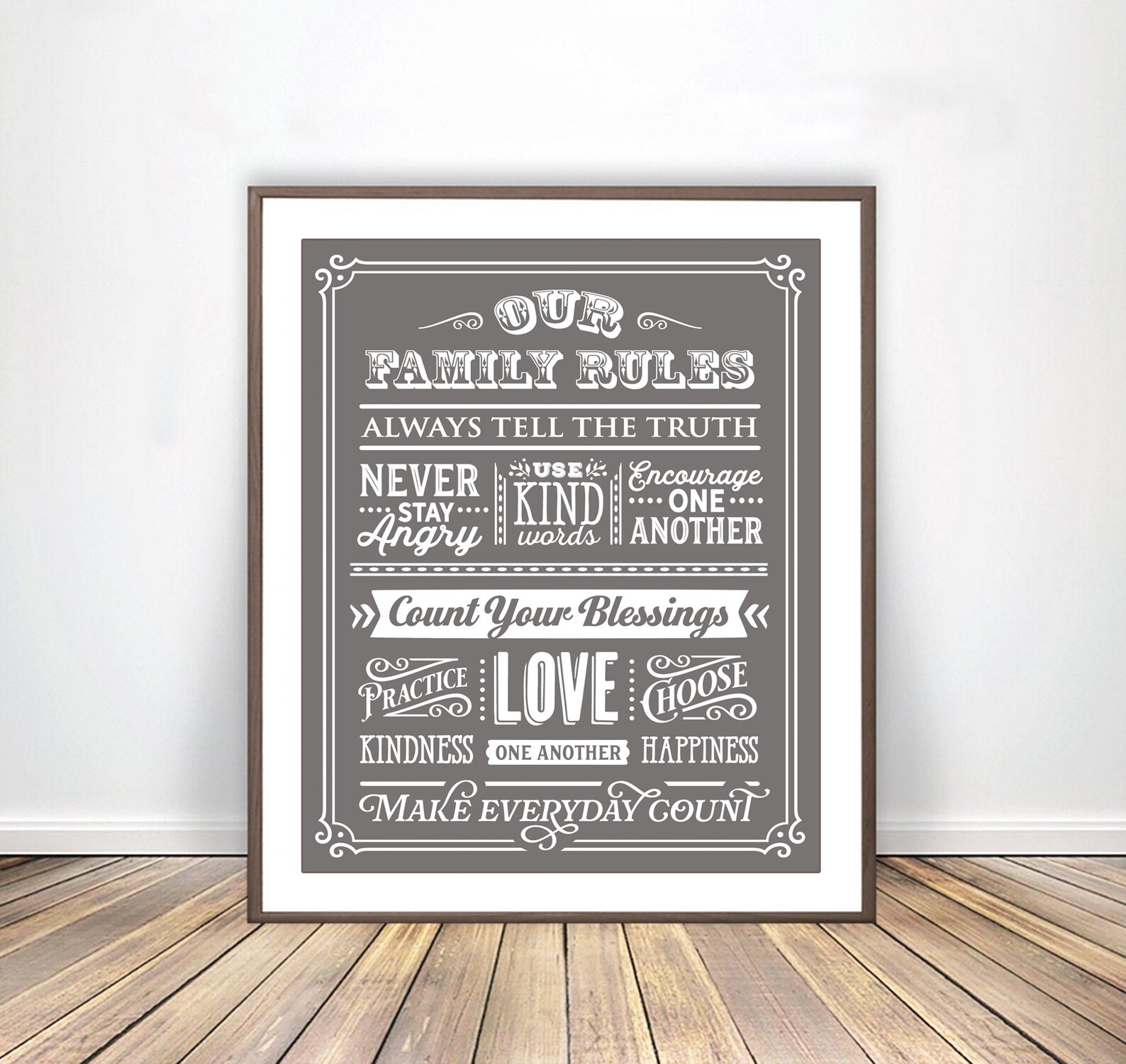 INSTANT DOWNLOAD Our Family Rules Wall Art Family Rules Art Etsy
