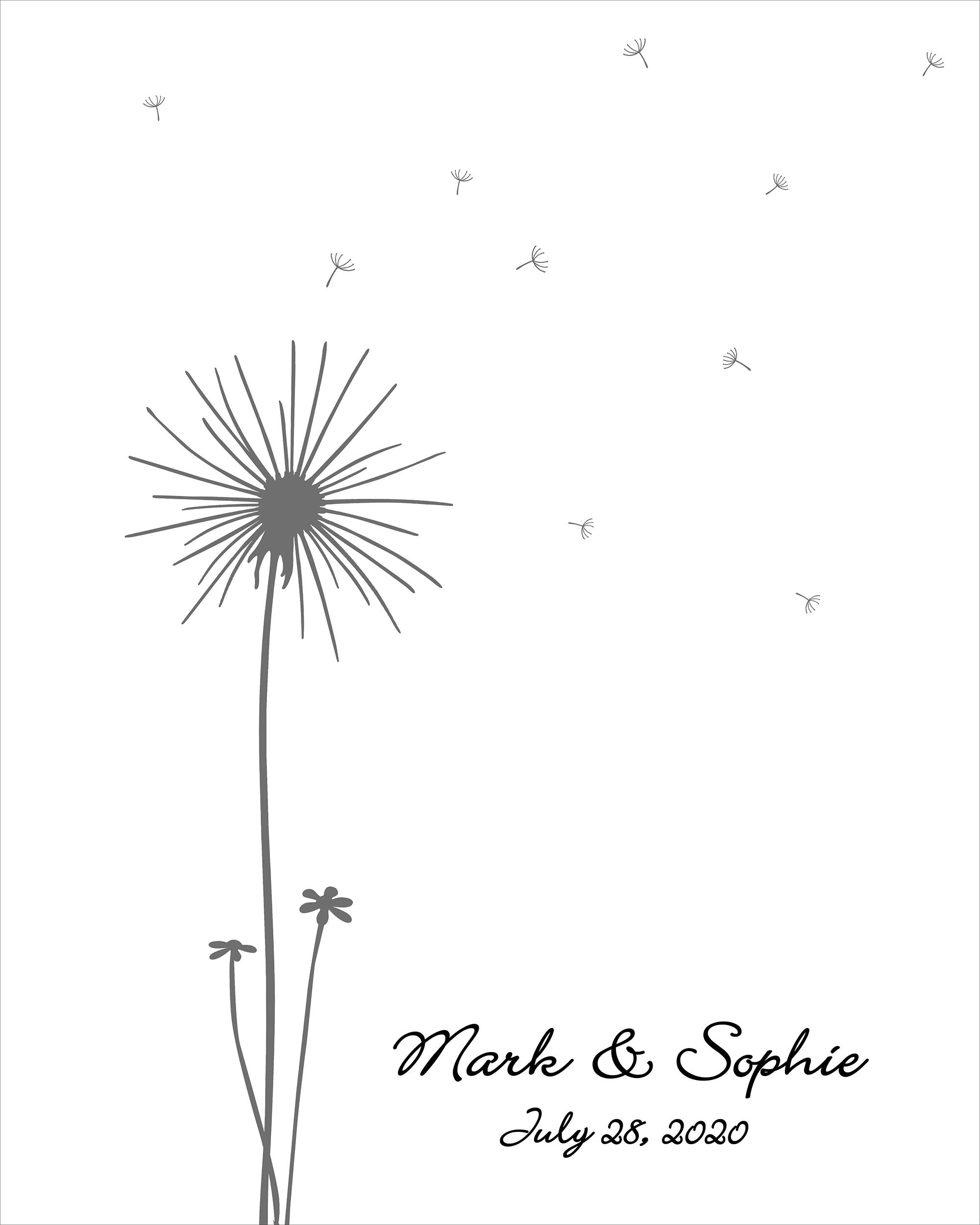 Wedding Guest Book Alternative Wedding Guestbook Dandelion - Etsy