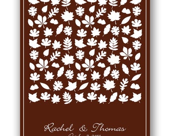 Wedding Guestbook, Unique Guest Book Alternative for 100 Guests, Autumn Guestbook Leaves Personalized Wedding, Fall Wedding Guest Book, diy