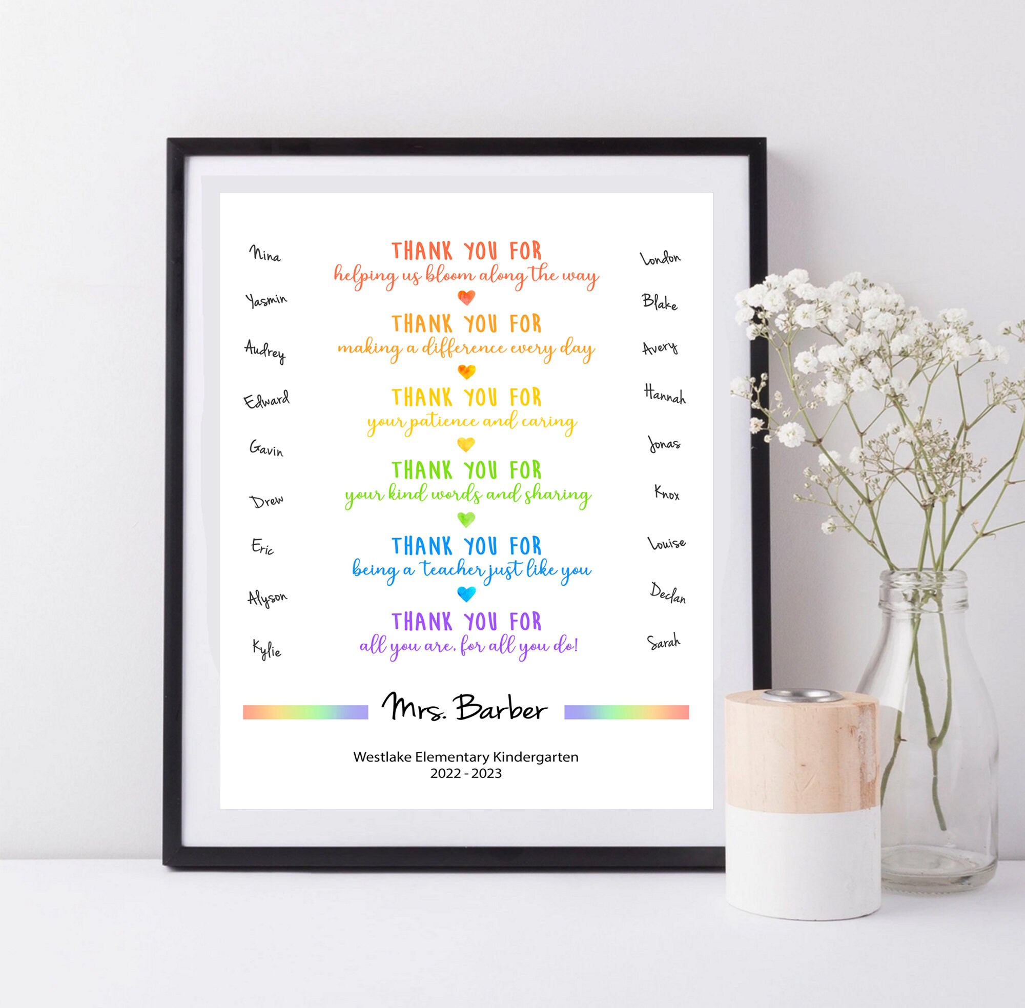 Custom Teacher Gift, Rainbow Teacher Appreciation Gift, End of Year ...