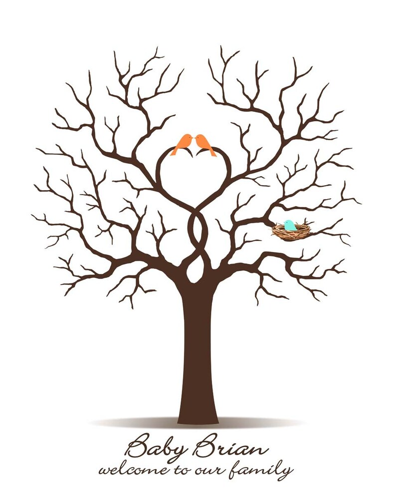 Baby Shower Fingerprint Tree Fingerprint Guest Book Guest Book Tree Custom Birthday Baptism Guestbook Alternative Digital Printable Jpeg