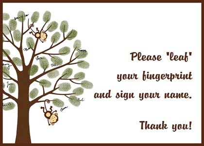 Custom Monkey Baby Shower Guest Book Personalized Fingerprint - Etsy