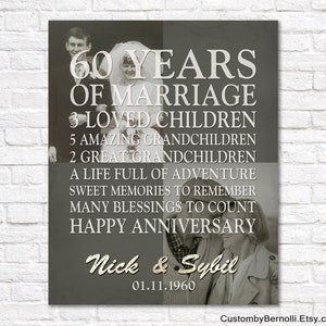 Photo 60th Wedding Anniversary Gift with Then and Now Pictures 60 Years Diamond Anniversary Sign PRINTABLE 60th or ANY YEAR Anniversary Gift