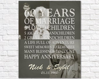 Photo 60th Wedding Anniversary Gift with Then and Now Pictures 60 Years Diamond Anniversary Sign PRINTABLE 60th or ANY YEAR Anniversary Gift