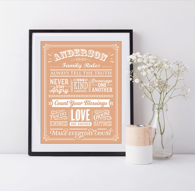 Personalized Family Rules Wall Art PRINT Custom Family Rules Etsy