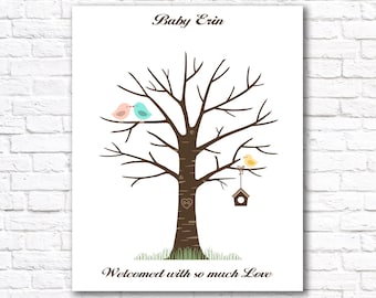 Custom Baby Shower Guest Book, Baby Shower Fingerprint Tree PRINTABLE Fingerprint Guest Book, Thumbprint Guestbook Girl, Boy, Gender Neutral