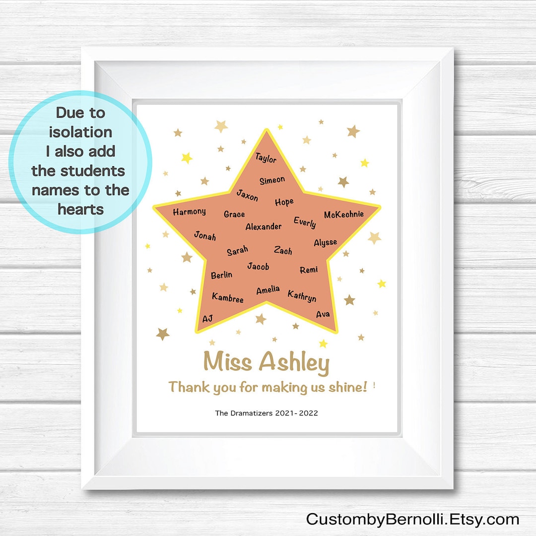 Personalized Star Teacher Gift Digital Print Custom End of Year Teacher ...