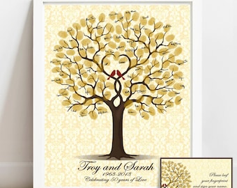 50th Wedding Anniversary Gift for Parents, Personalized Golden Anniversary Gold Wedding Guestbook or ANY YEAR Guest Book, PRINTABLE Wall Art