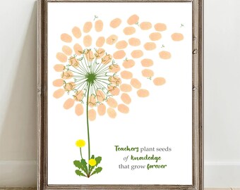 Teacher Appreciation Gift, Teachers Plant Seeds Teacher Gift from Student, Teacher Fingerprint Gift, End of Year Class Gift INSTANT DOWNLOAD