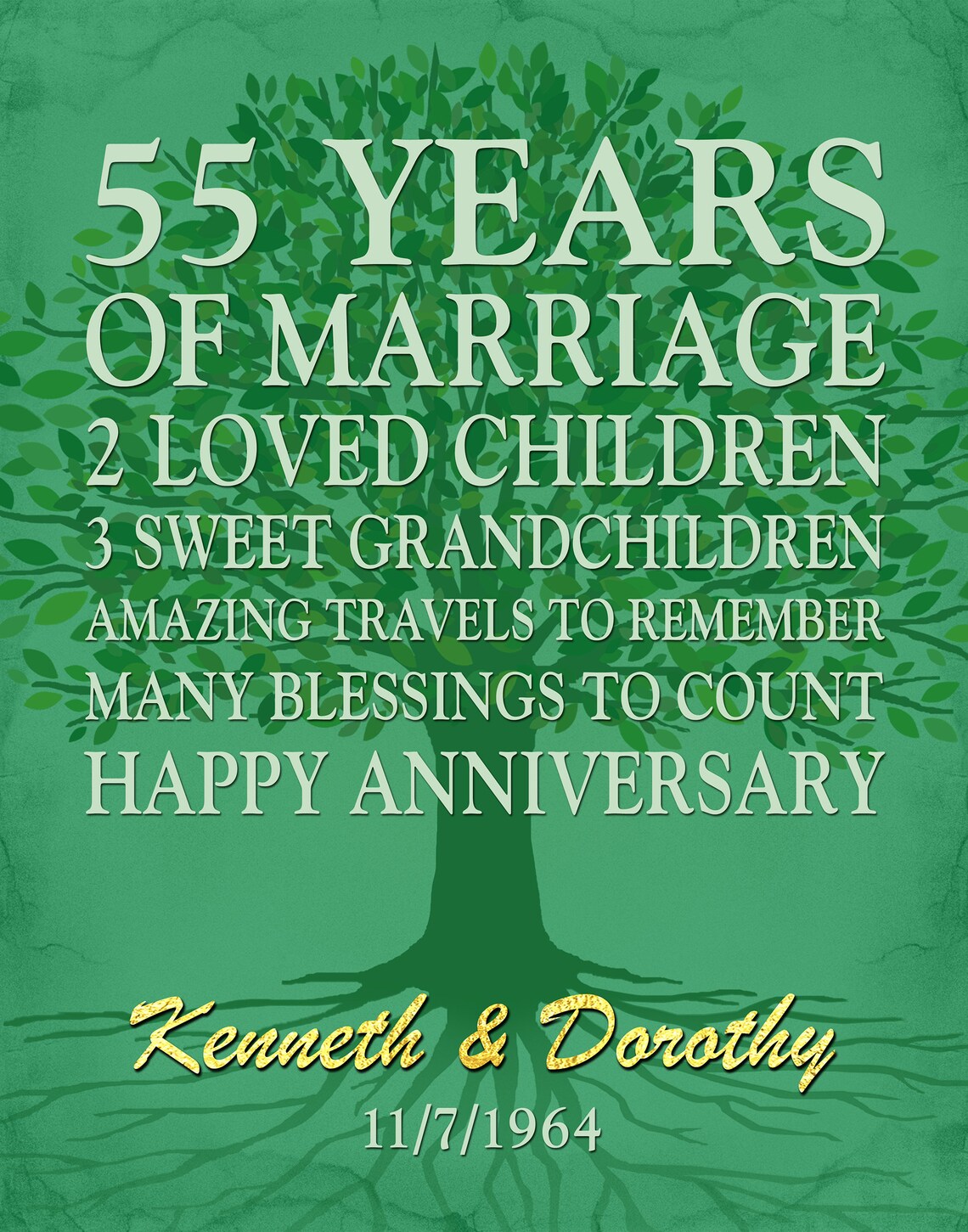 55th anniversary gift 55 years anniversary personalized | Etsy