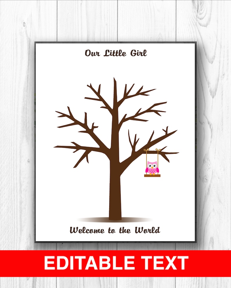 Owl Baby Shower Guest Book Finger Print Guest Book Tree - Etsy
