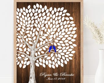 Personalized Wedding Guest Book Alternative, Custom Guestbook Ideas, PRINTABLE, Modern Rustic Wedding Tree Wall Art Gift for Bride, Couple