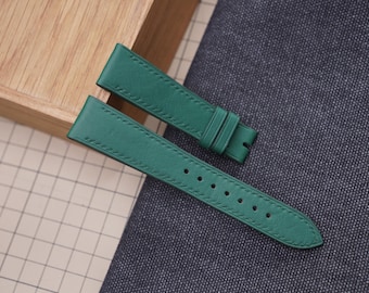 Handmade Green Leather Watch Strap: Custom Cowhide Band