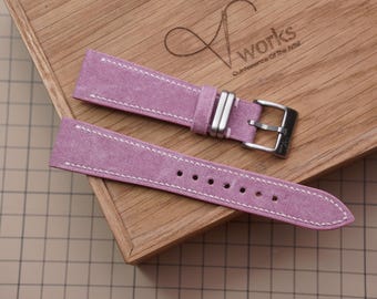 Pink canvas watch straps, handmade watch straps , custome watch straps 16mm, 17mm, 18mm, 19mm, 20mm...