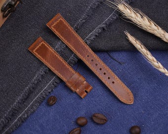 Handmade Vintage Cowhide Watch Strap, Custom Leather Band, bespoke watchstrap