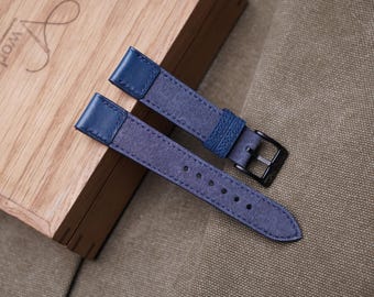 Handmade Canvas Watch Strap, Leather Accents, Custom Size