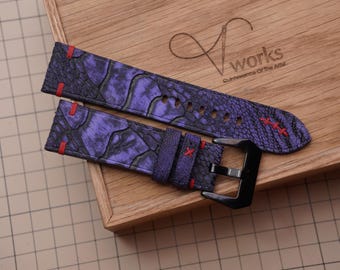 Watch straps handmade for Pam, ostrich leg leather watch straps handmade, custome watch strap handmade 24mm 22mm ...