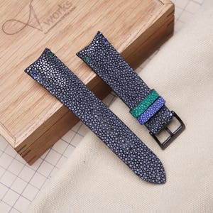Handmade Black Stingray Watch Strap: Custom Exotic Leather
