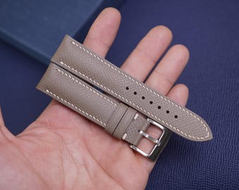 Handmade TAUPE Cowhide Watch Strap, Custom Leather Band, bespoke watchstrap