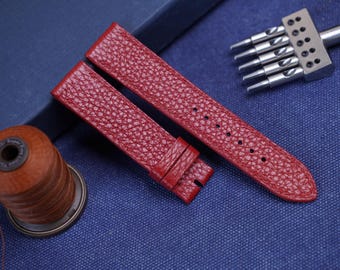 Handmade Red Mill Leather Watch Strap: Custom Sizes, Quick Release