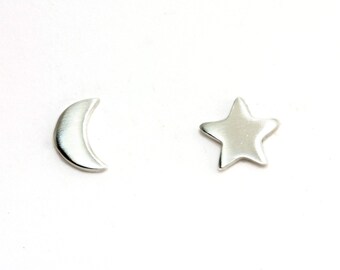 Moon Star Earrings - Silver