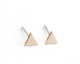 Mini Back to Basics Triangle Earrings in Bronze