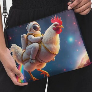 Sac à main à bandoulière poulet - bracelet artistique drôle de poulet, sac à bandoulière d'astronaute amusant, accessoire de mode idiot de l'espace