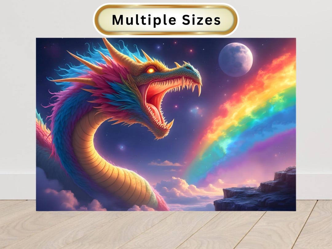 Rainbow Dragon Poster Playful Wall Art for Kids Bedroom, Playroom, or ...
