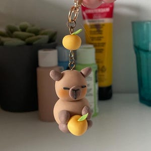 Capybara holding fruit charm | Keychain | Handmade